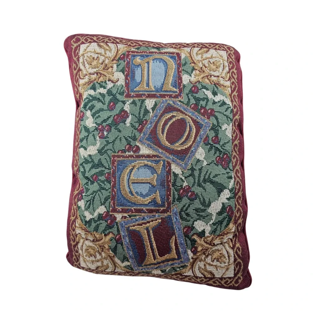 Tapestry Throw Accent Pillow Home Nostalgic Vintage Style Christmas NOEL‎
